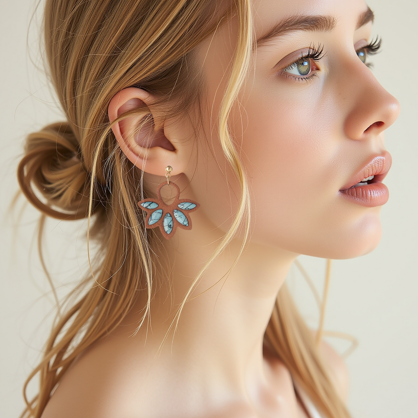 Plolymer Clay Turquoise Earrings