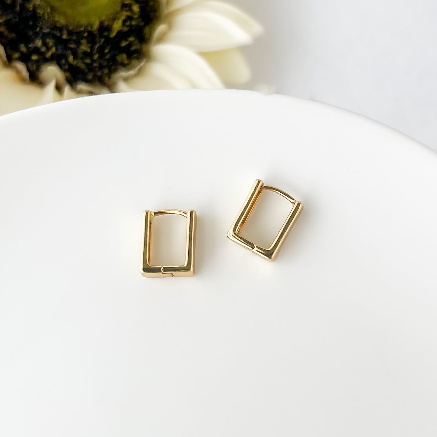 Dainty Rectangle Hoop Huggies