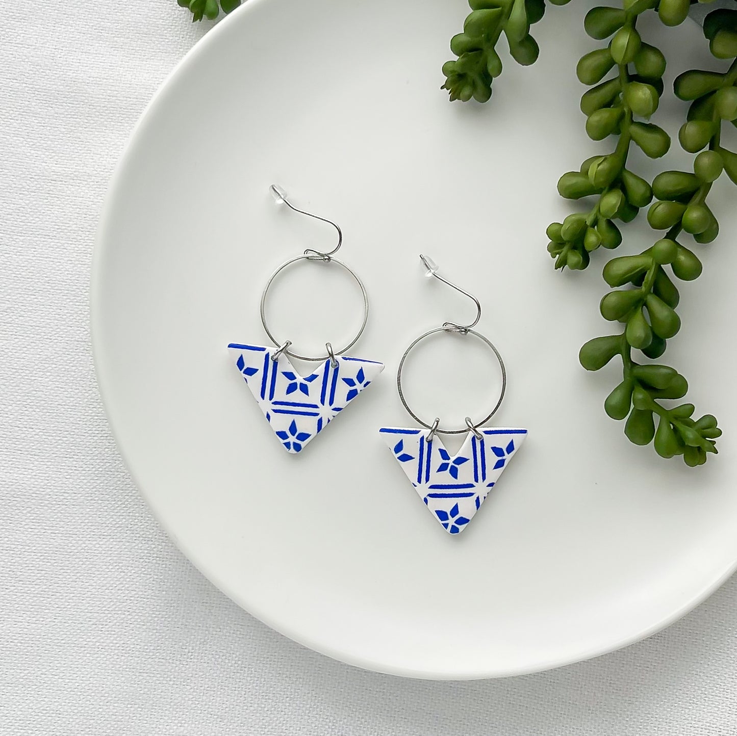 Handmade Santorini Statement Earrings | Boho Chic Polymer Clay | Unique Artisan Jewelry