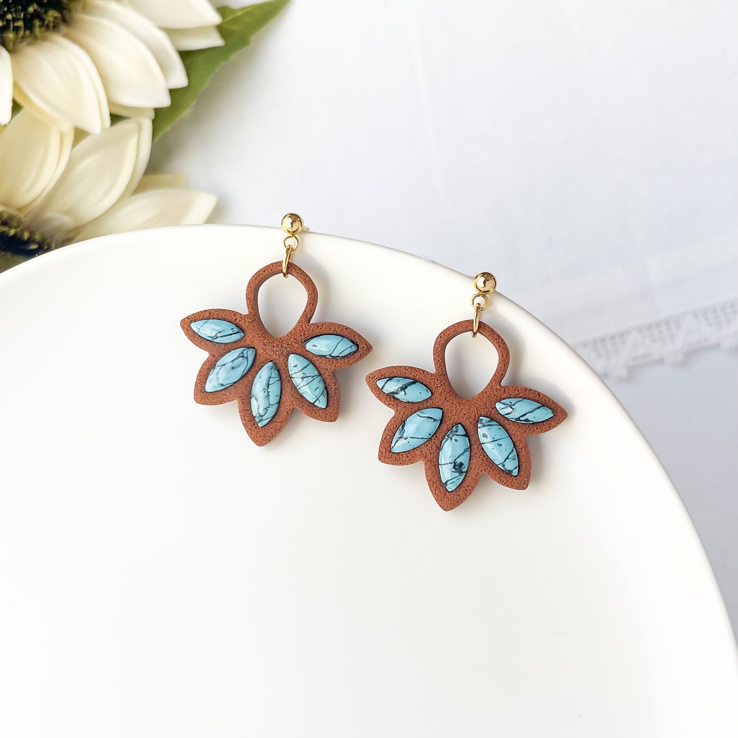 Plolymer Clay Turquoise Earrings