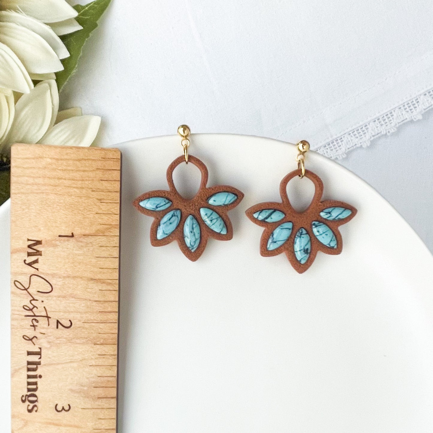 Plolymer Clay Turquoise Earrings