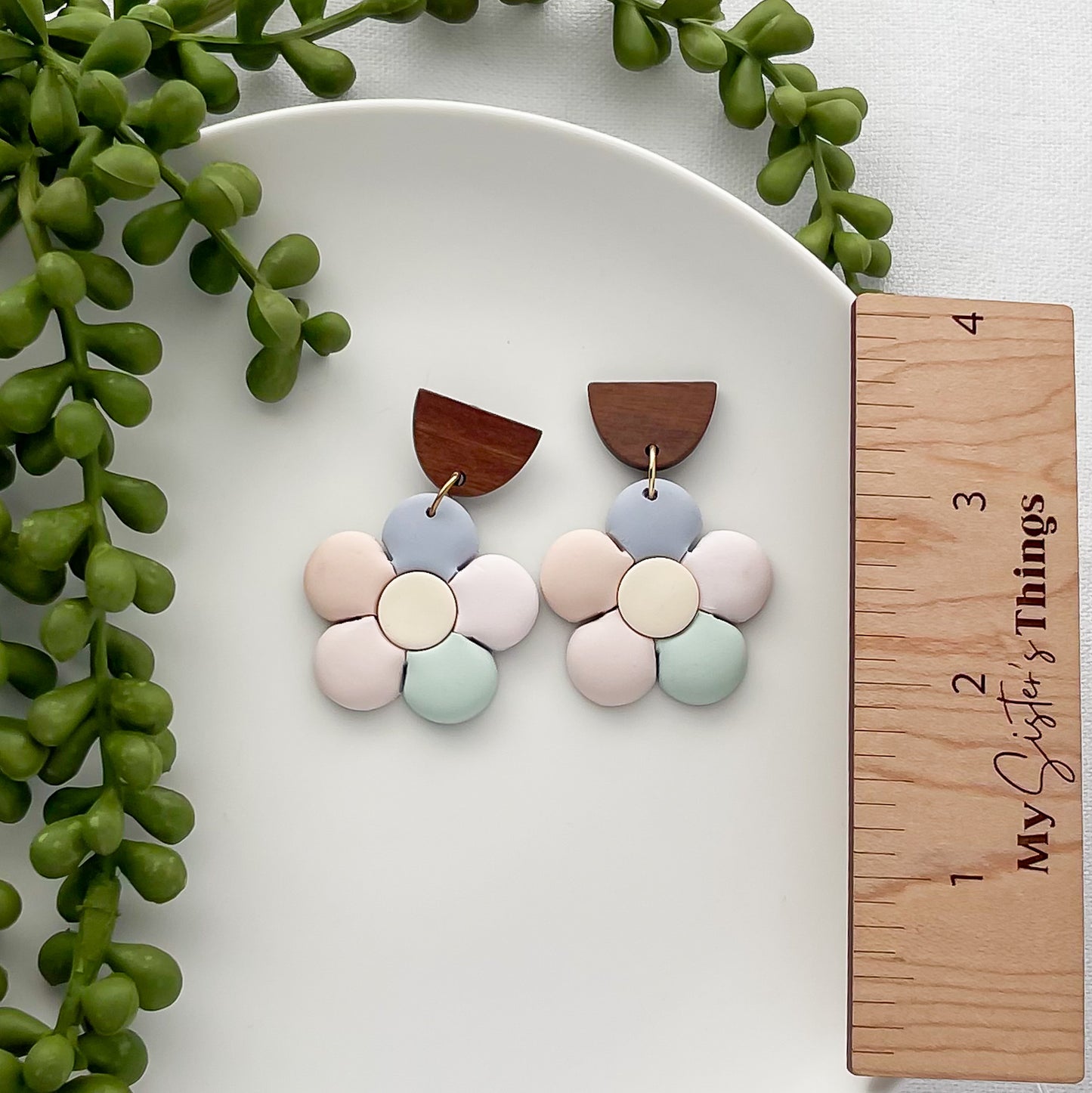Bold Pastel Daisy Handmade Earrings – Boho Chic Polymer Clay Statement Earrings for Fashion-Forward Style | Lightweight & Hypoallergenic