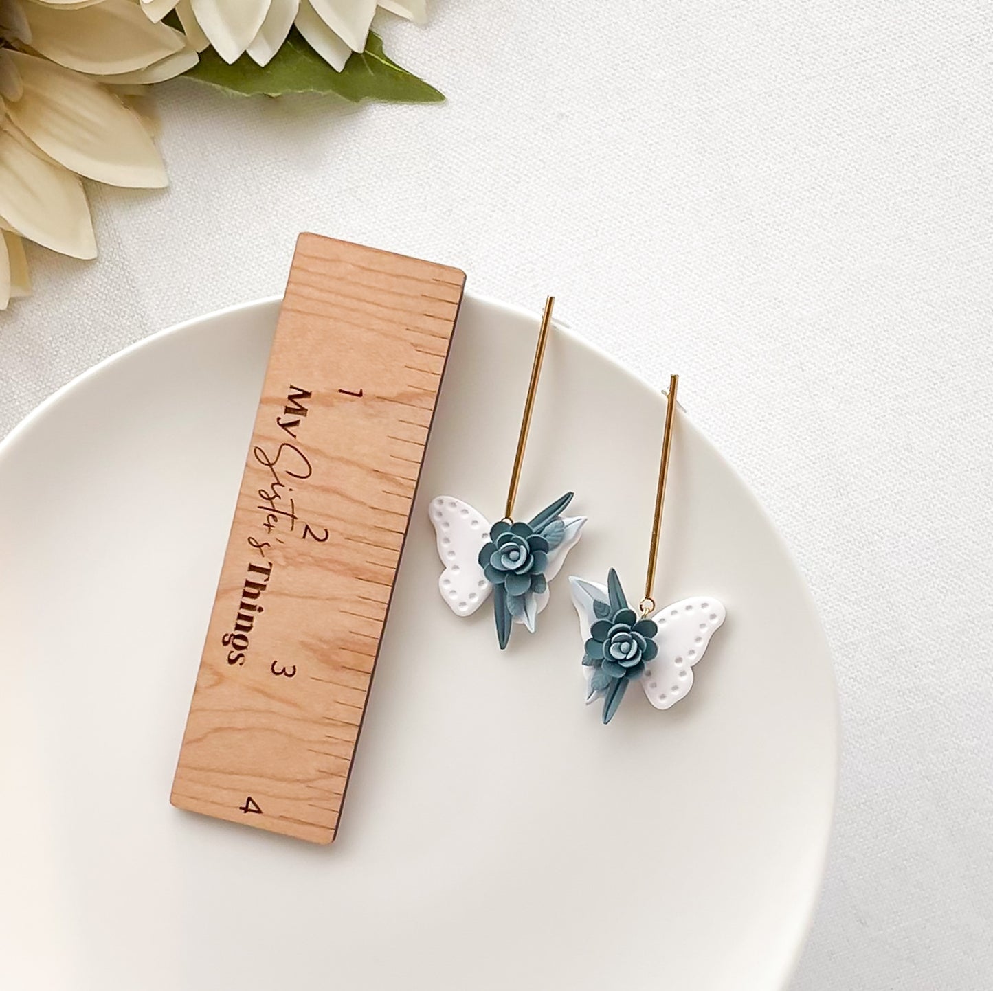 Edgy Boho Chic Butterfly Flower Earrings - Handmade Polymer Clay Statement Earrings | Artisan-Made, Lightweight, and Fashion-Forward Jewelry