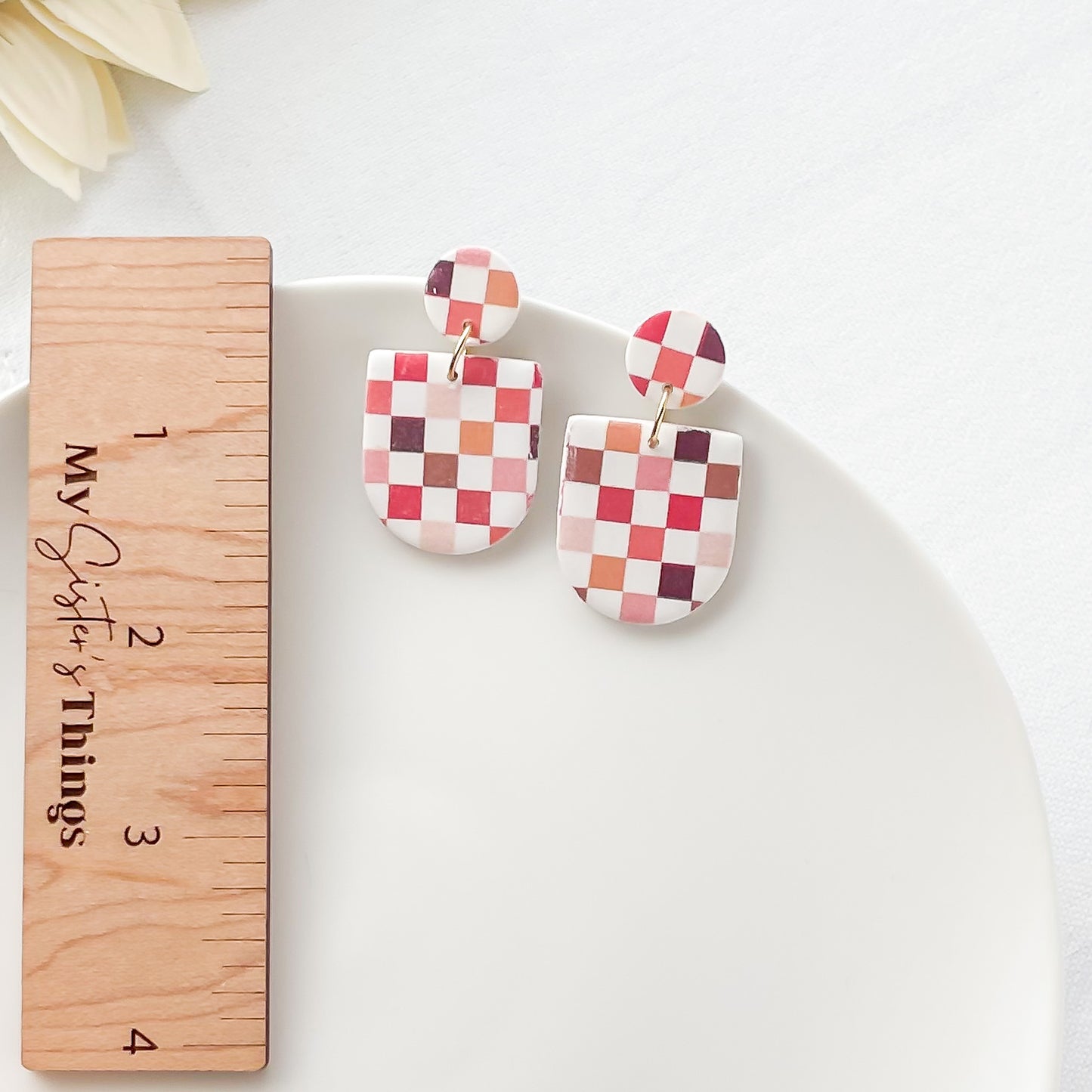 Edgy Handmade Checkered Fall Dangle Earrings – Boho Chic Statement Earrings for Trendy, Fashion-Forward Women