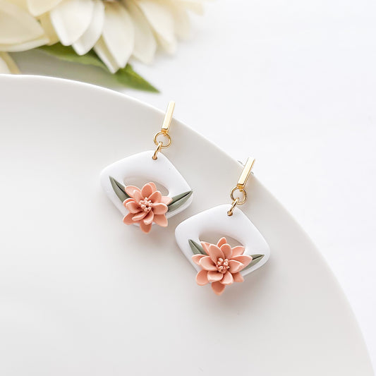 Peach Dahlia Earrings