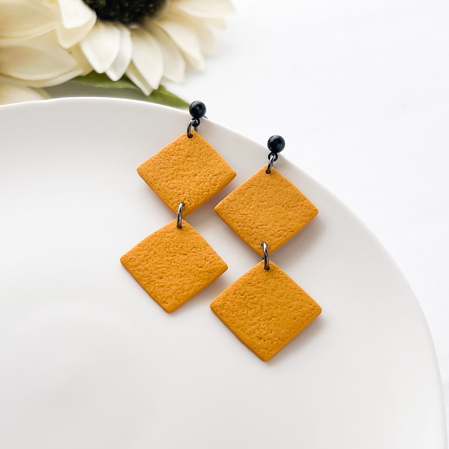 Edgy Mustard Yellow Handmade Statement Earrings – Bold, Boho Chic Dangle Earrings for Fashion-Forward Women