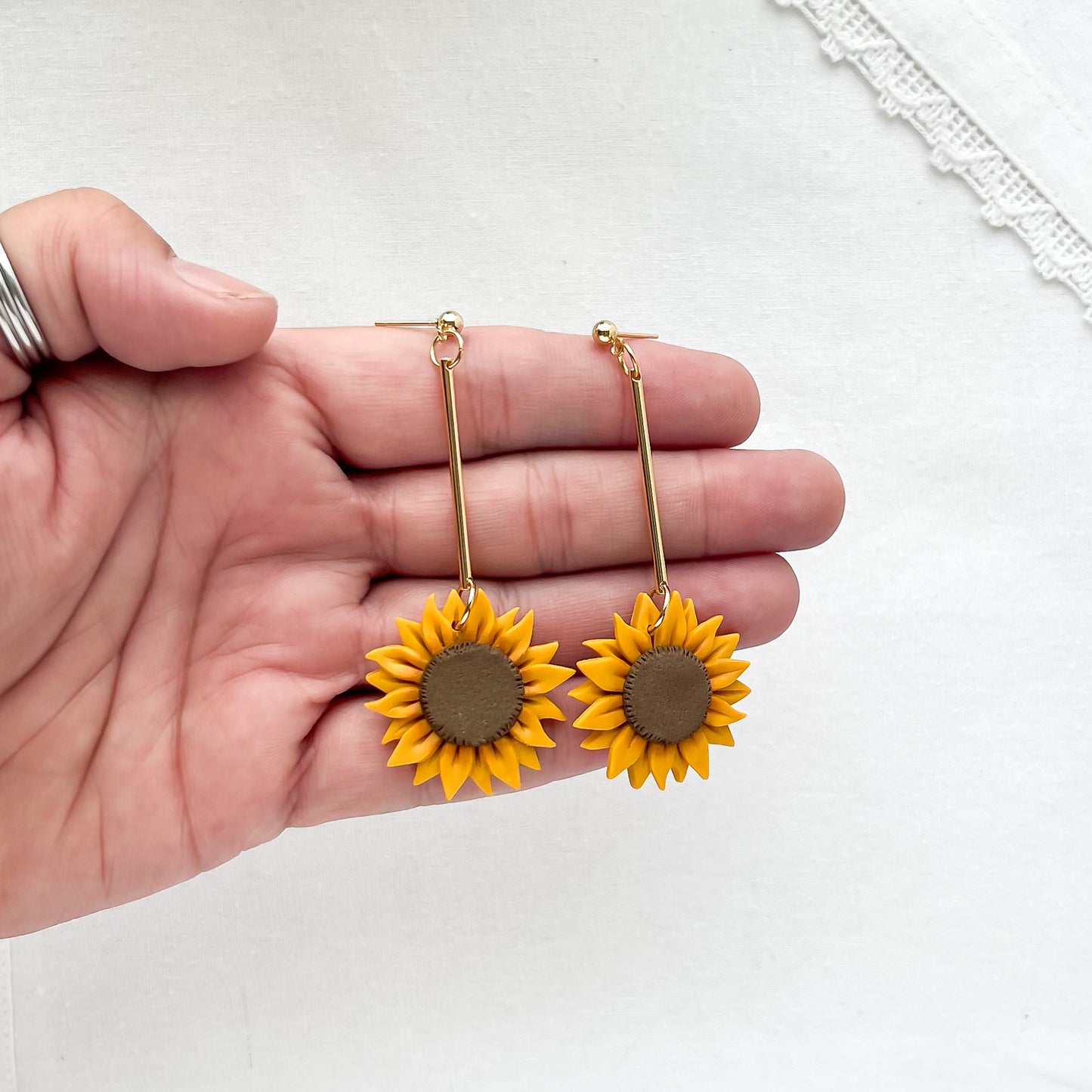 Bold Sunflower Statement Earrings | Handmade Boho Chic Polymer Clay Earrings – Edgy, Artisan-Made Jewelry for Fashion-Forward Women