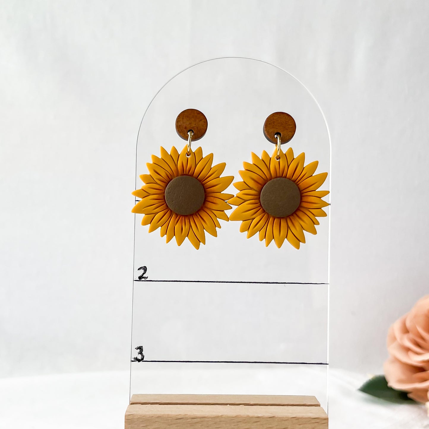 Sunflower Statement Earrings - Handmade Boho Chic Polymer Clay Jewelry