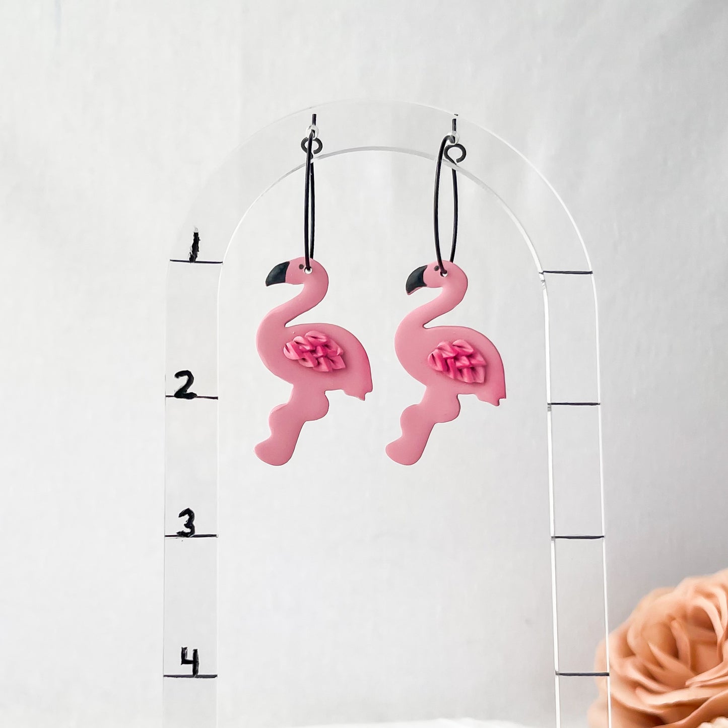 Edgy Handmade Flamingo Hoops | Unique Statement Earrings | Artisan-Made Bold Designs | Boho Chic and Trendy | Custom Handmade Polymer Clay Earrings