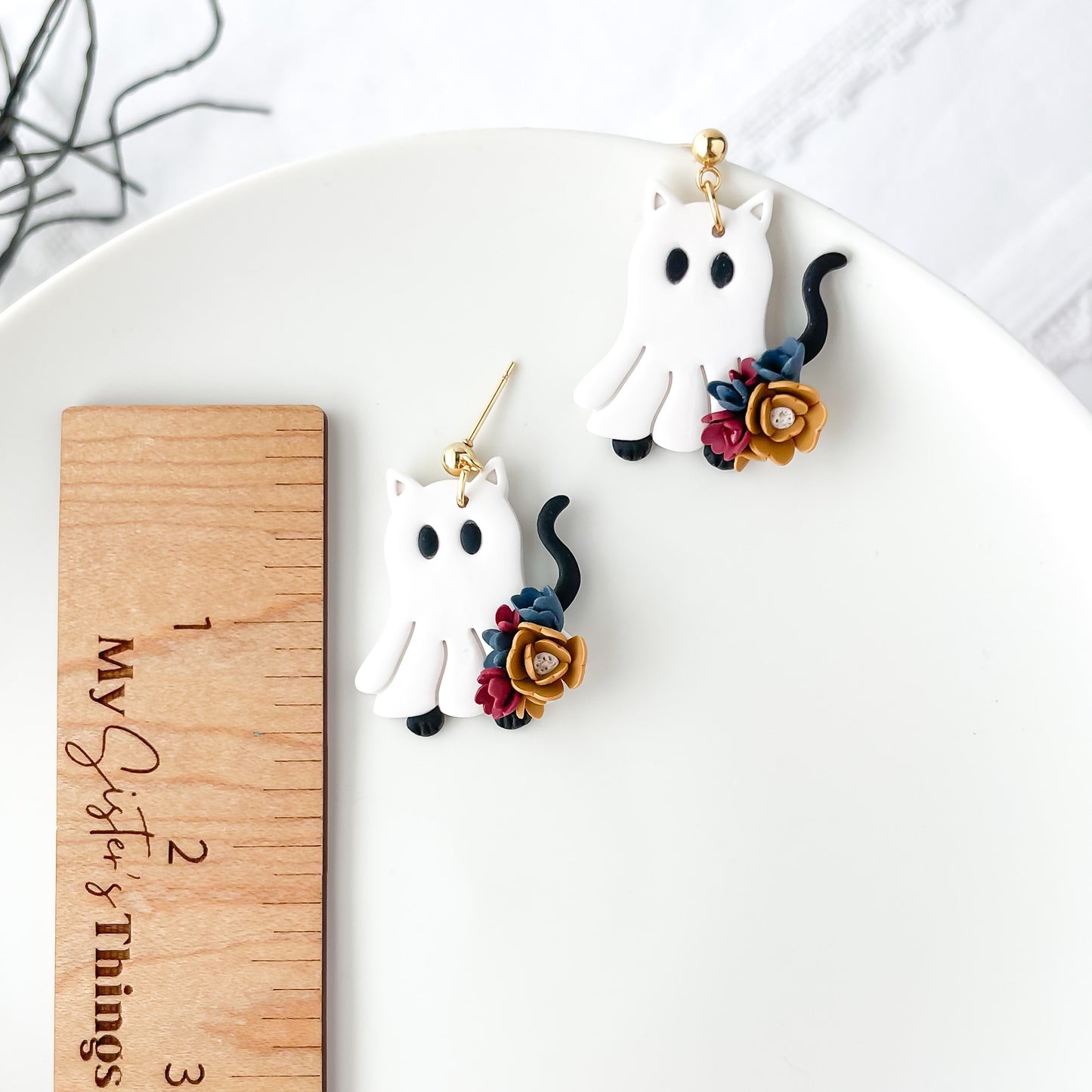 Unique Handmade Cat Ghost Earrings | Edgy Statement Jewelry | Artisan-Made Limited Edition