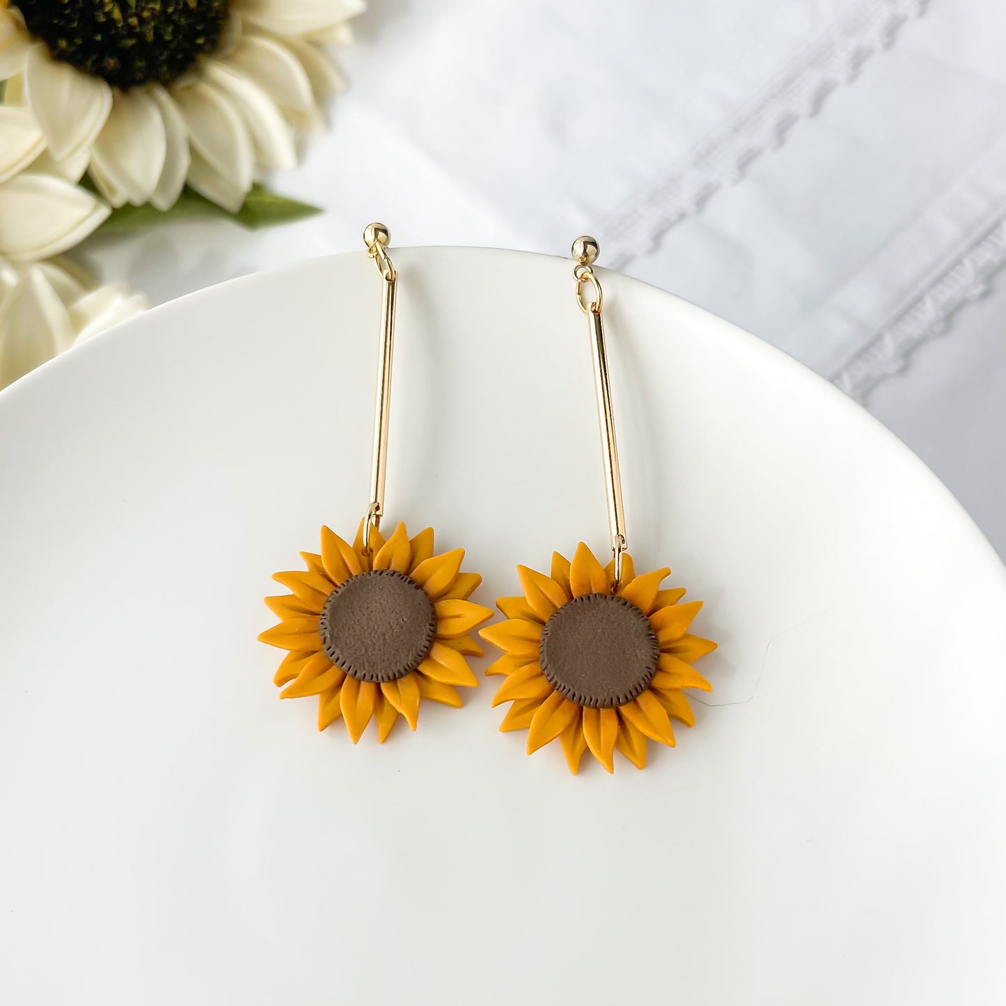 Bold Sunflower Statement Earrings | Handmade Boho Chic Polymer Clay Earrings – Edgy, Artisan-Made Jewelry for Fashion-Forward Women