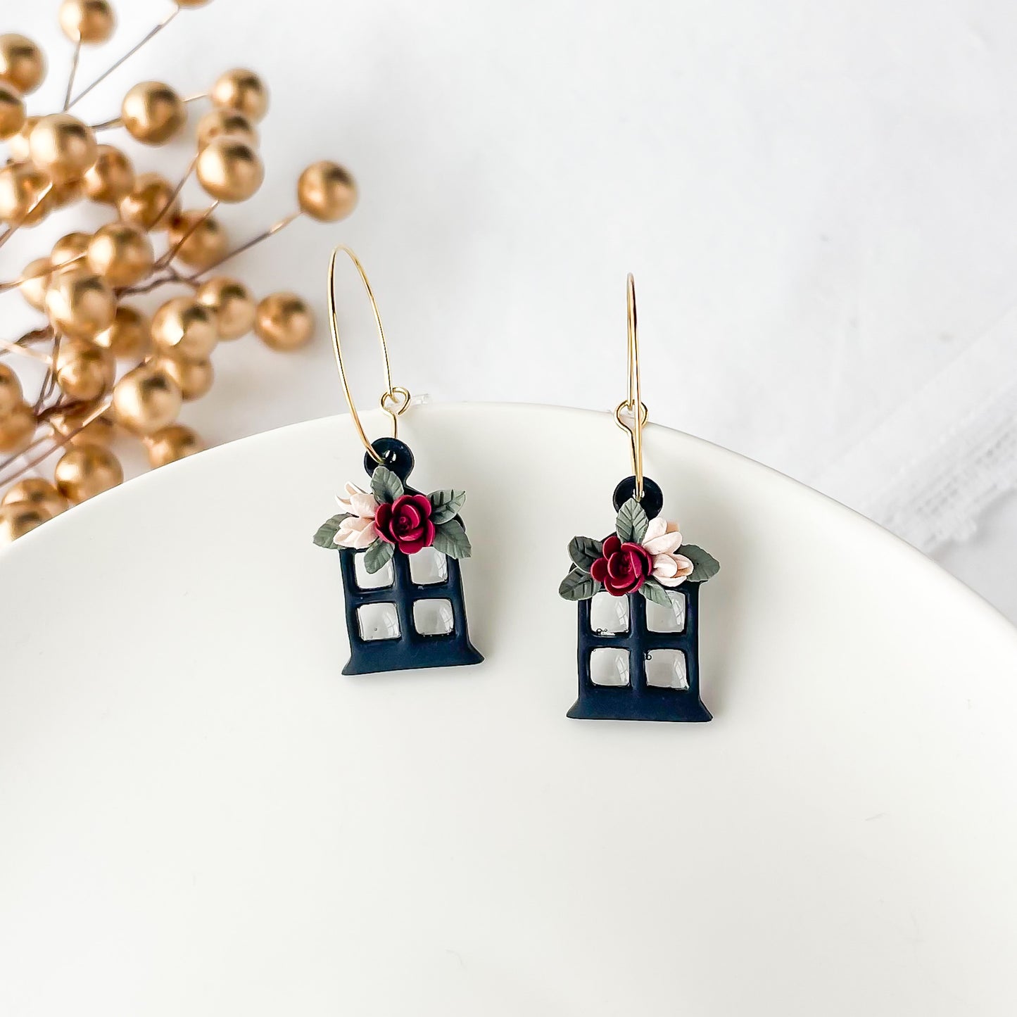 Floral Lantern Christmas earrings