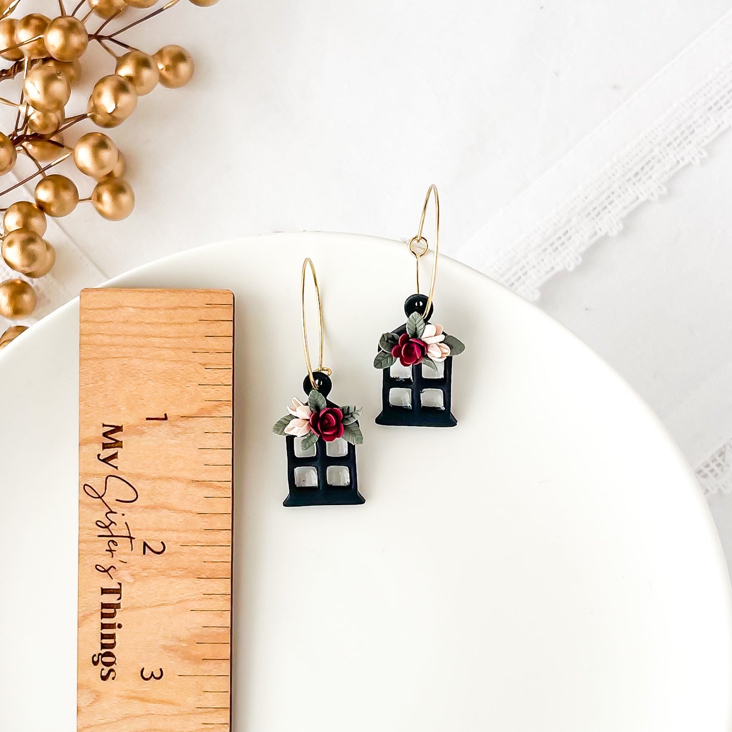Floral Lantern Christmas earrings