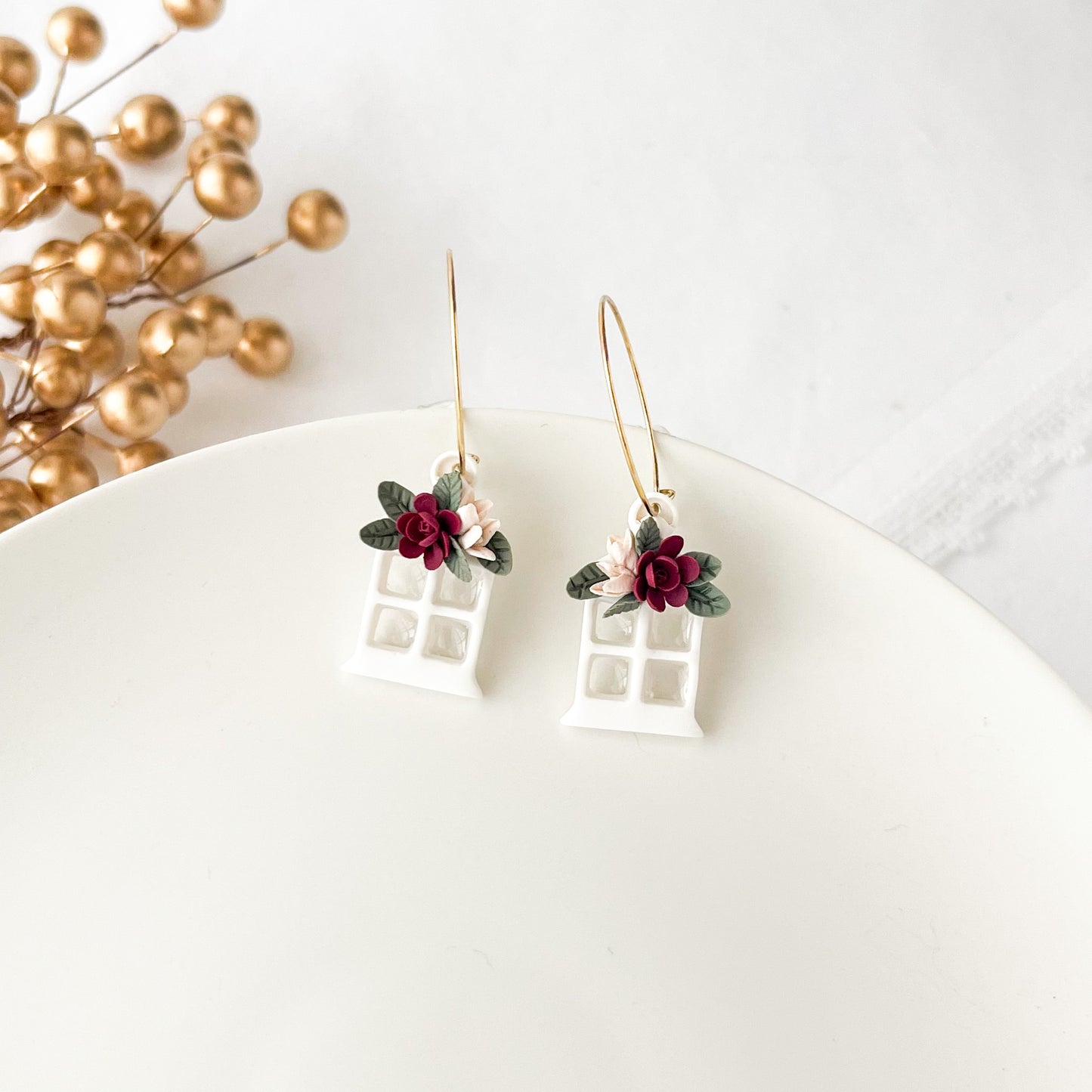 Floral Lantern Christmas earrings