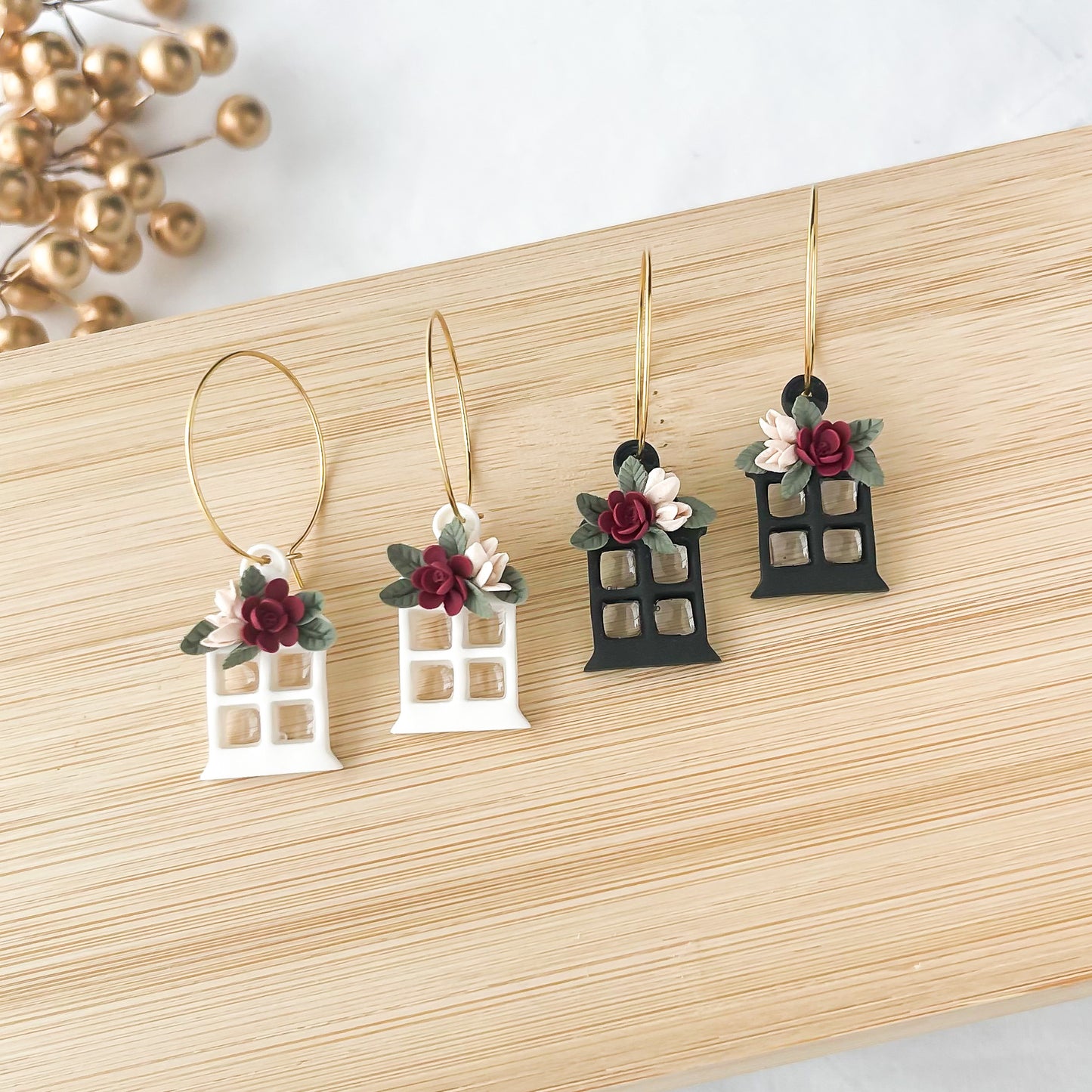 Floral Lantern Christmas earrings