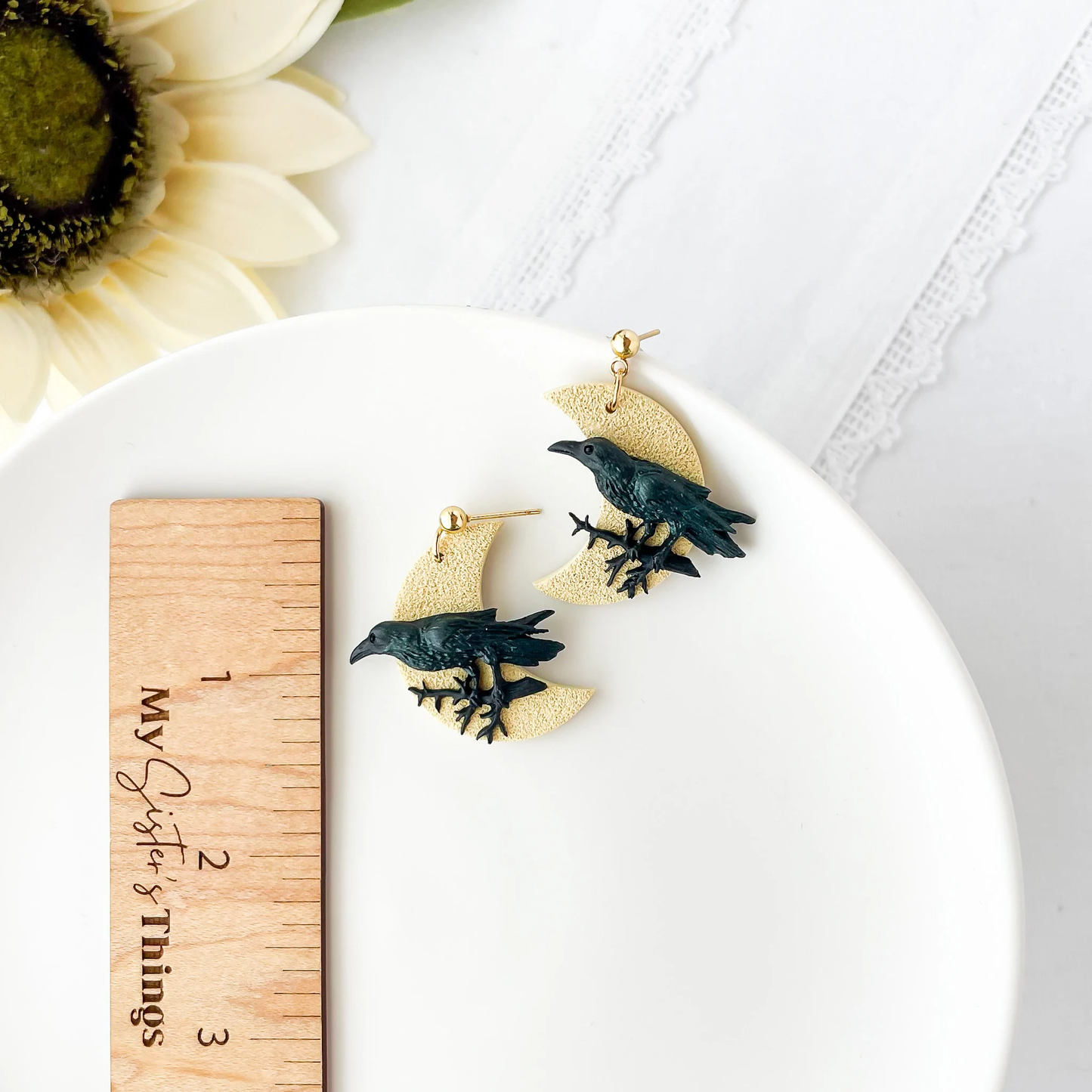 Bold Raven Crescent Moon Earrings - Handcrafted Edgy Earrings for Alternative Fashion | Unique Punk-Inspired Statement Jewelry