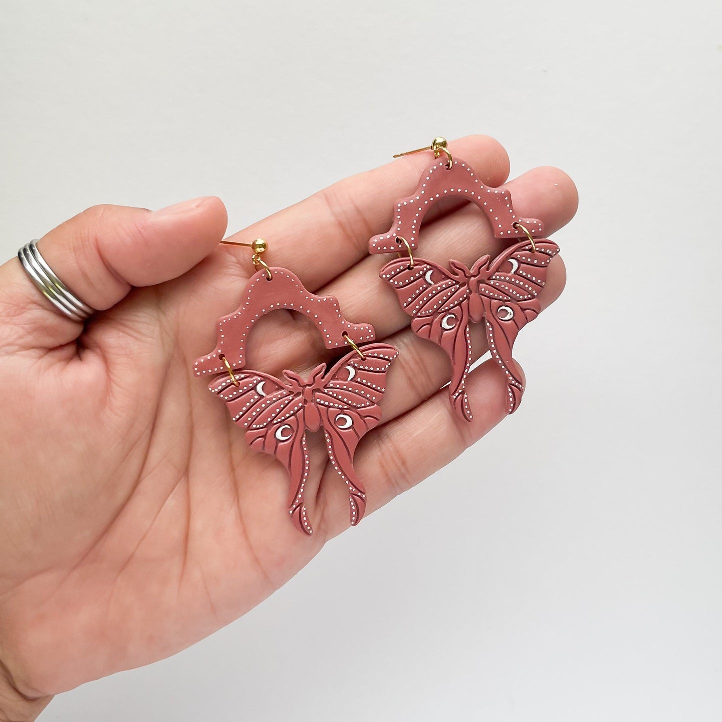Rusty Moth Edgy Handmade Statement Earrings | Unique Artisan Metal & Polymer Clay Design | Trendy Boho Chic Jewelry for Bold Women