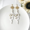 Bold Handmade White Snake Earrings | Unique Edgy Statement Jewelry | Boho Chic Clip-On Earrings Option