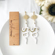 Bold Handmade White Snake Earrings | Unique Edgy Statement Jewelry | Boho Chic Clip-On Earrings Option