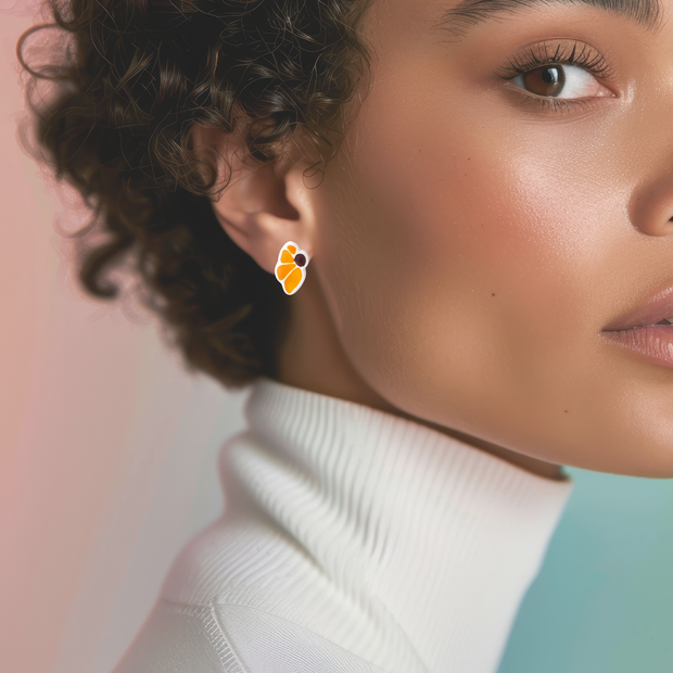 Small Matisse Sunflower Stud Earrings | Handmade Polymer Clay Jewelry | Abstract Floral Earrings