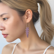 Dewey Leaf Dangle Earrings | Handmade Lightweight Statement Jewelry | Polymer Clay Clip On