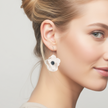 Lightweight White Flower Drop Earrings | Elegant Statement Jewelry | Boho Large Flower Chic Clay Earrings