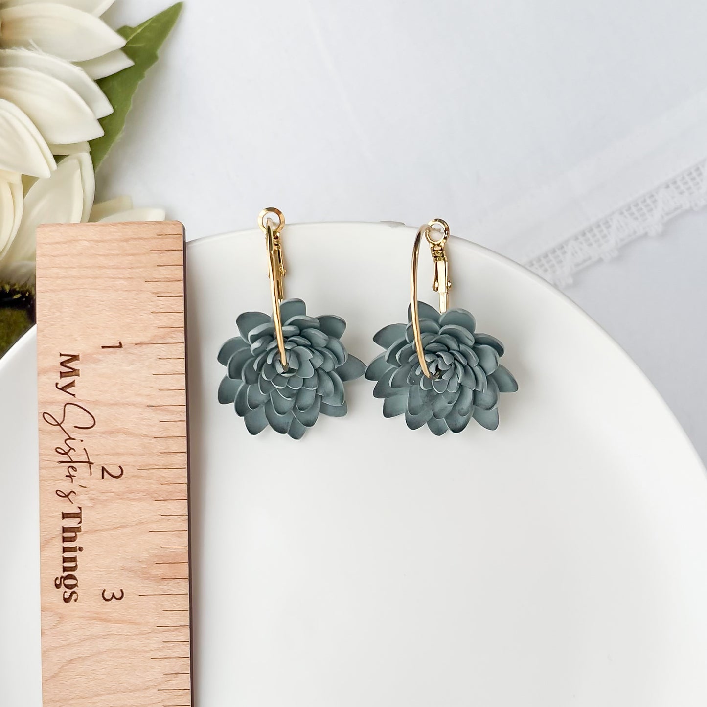 Blue Dahlia Earrings