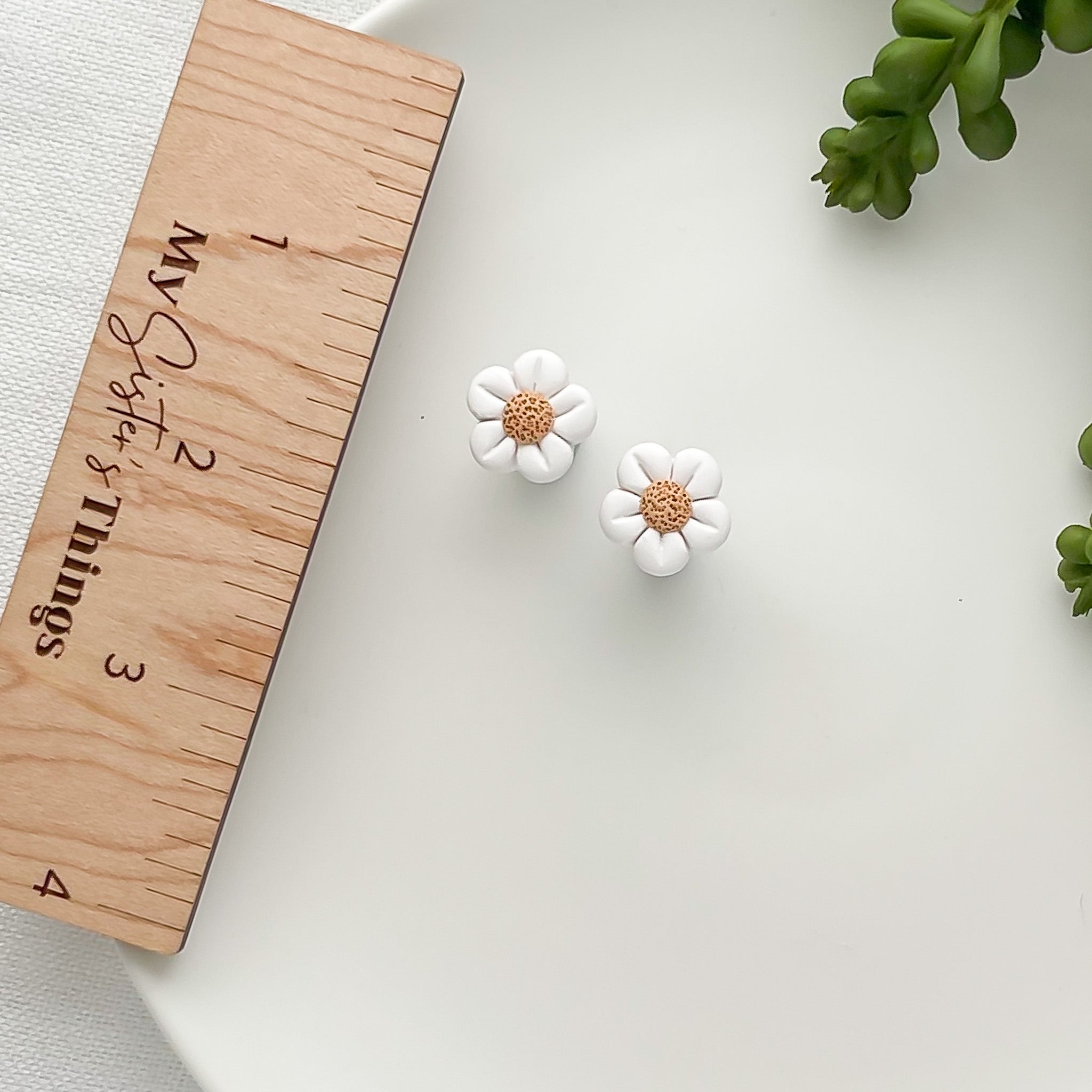 Dainty Daisy Puffy Studs | Handmade Polymer Clay Jewelry | Whimsical Floral Stud Earrings
