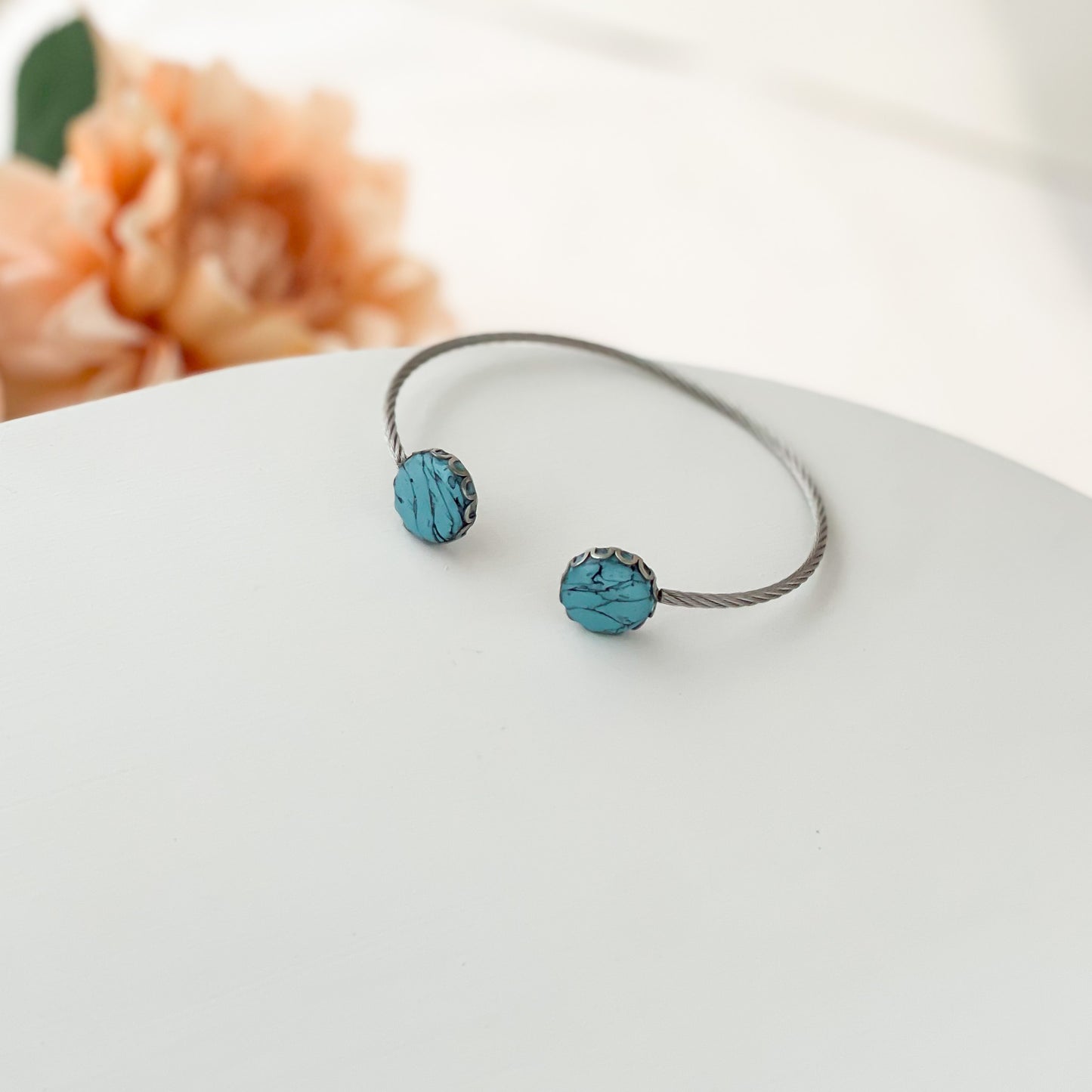 Polymer Clay Turquoise Stainless Steel Bracelet