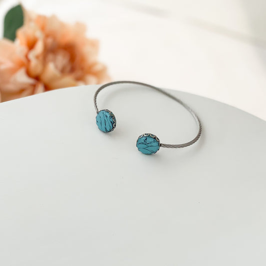 Polymer Clay Turquoise Stainless Steel Bracelet