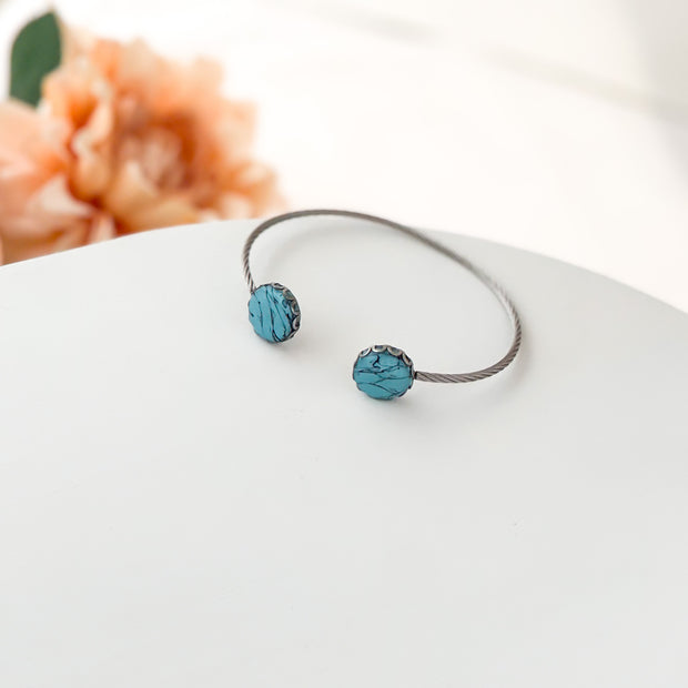 Polymer Clay Faux Turquoise Stainless Steel Bracelet