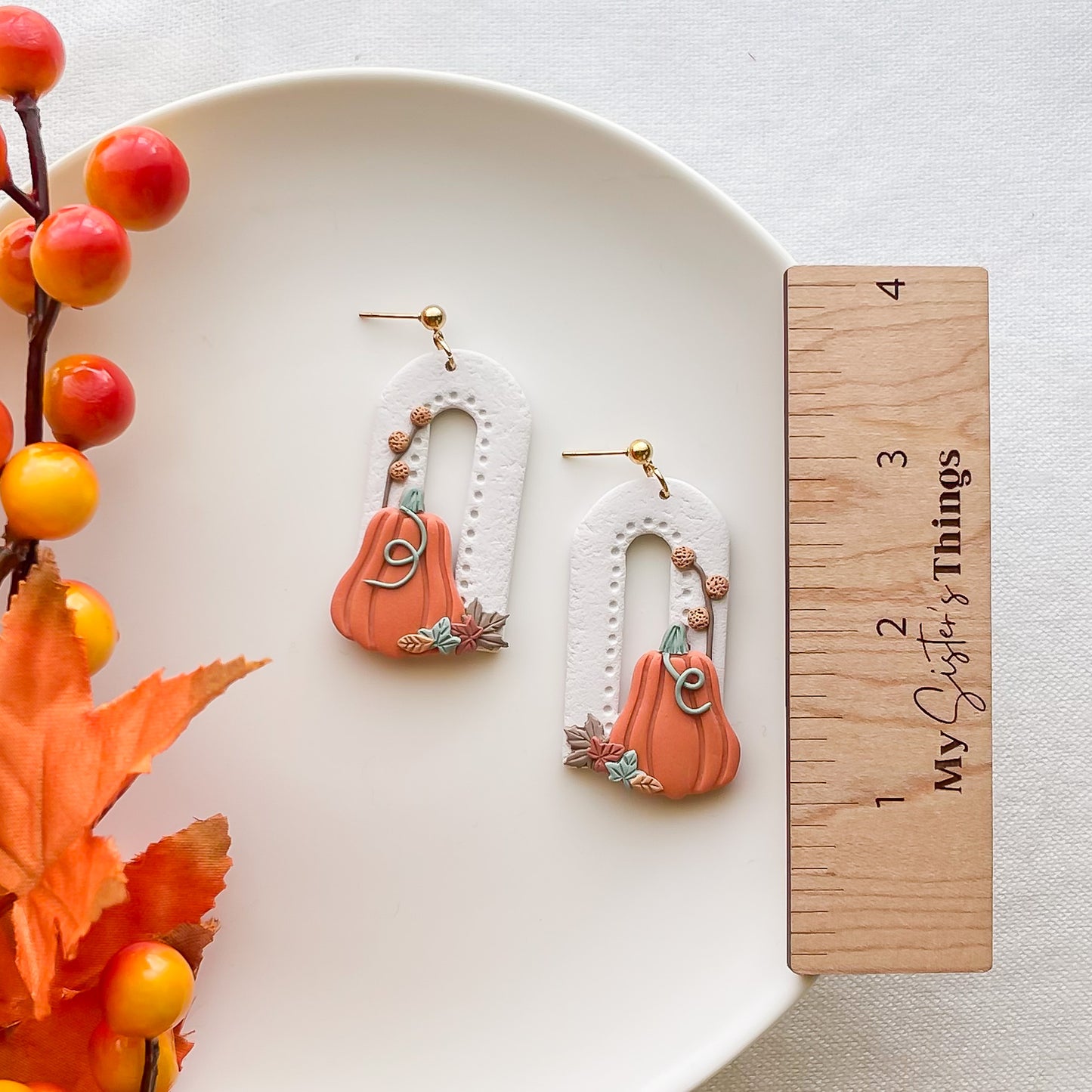 Whimsical Handmade Boho Pumpkin Earrings | Unique Fall Statement Jewelry | Artisan Earrings