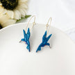 Humming Bird Dangle Hoop Earrings | Handmade Polymer Clay Jewelry | Whimsical Earrings Clip On