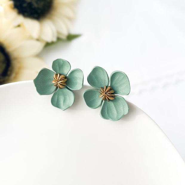 Large Flower Stud Earrings | Unique Handmade Statement Jewelry | Cottagecore Bohemian Chic Stud Earrings