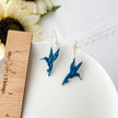 Humming Bird Dangle Hoop Earrings | Handmade Polymer Clay Jewelry | Whimsical Earrings Clip On