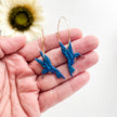 Humming Bird Dangle Hoop Earrings | Handmade Polymer Clay Jewelry | Whimsical Earrings Clip On