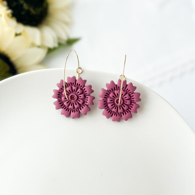 Lightweight Polymer Clay Dangle Earrings | Handmade Statement Hoops | Surgical Steel Hypoallergenic Jewelry