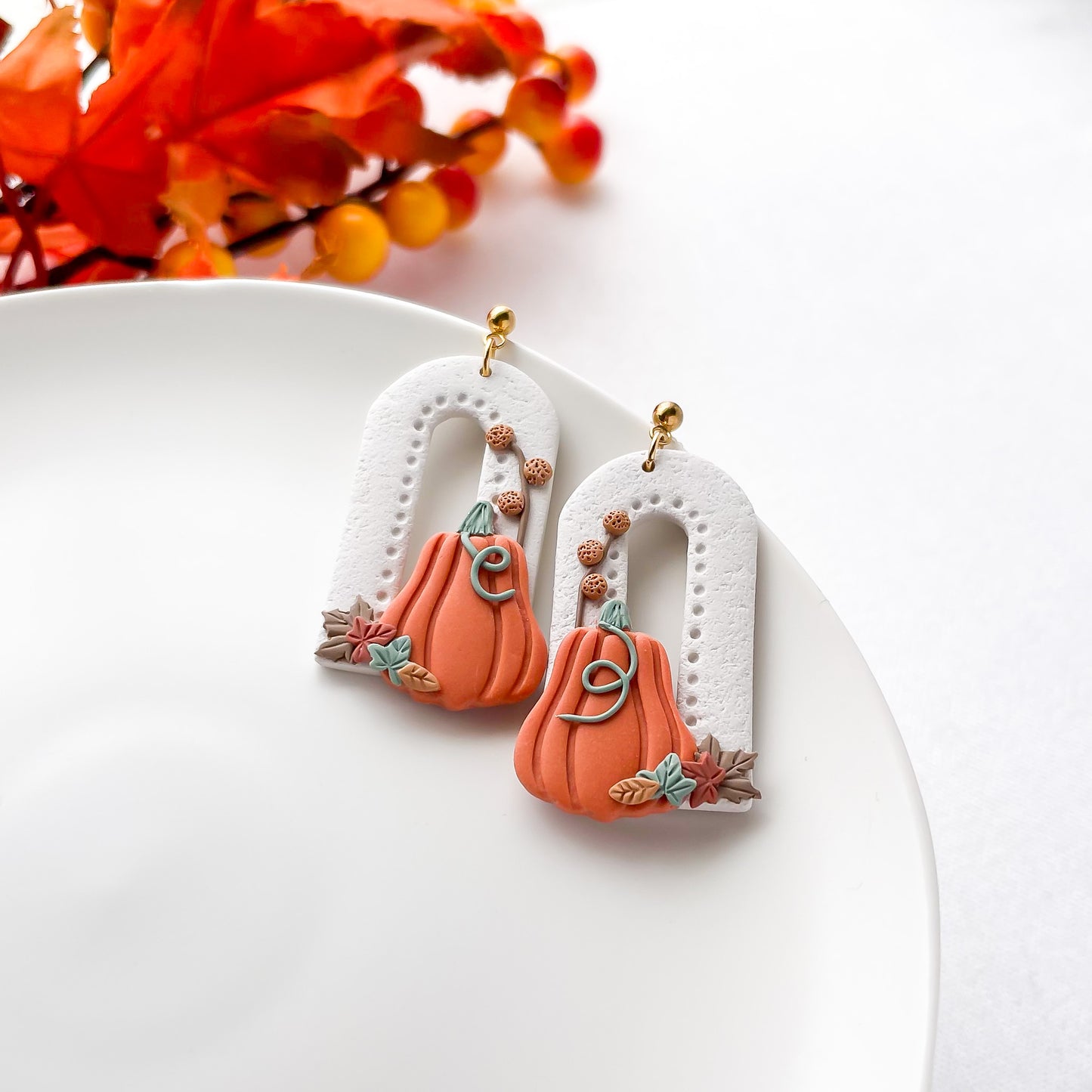 Whimsical Handmade Boho Pumpkin Earrings | Unique Fall Statement Jewelry | Artisan Earrings