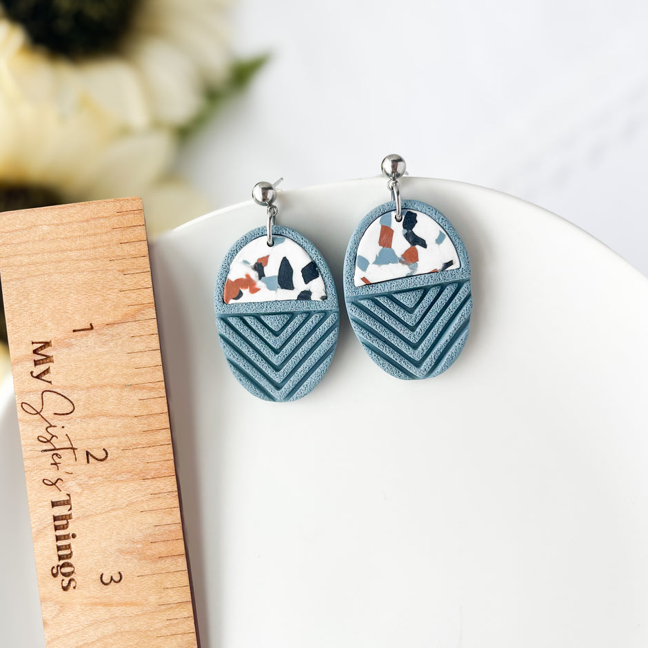 Terrazzo Dangle Earrings | Lightweight Clay Jewelry | Statement Clip On Earrings