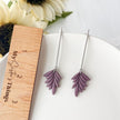 Eggplant Leaf Dangle Earrings | Handmade Lightweight Statement Jewelry | Polymer Clay Clip On