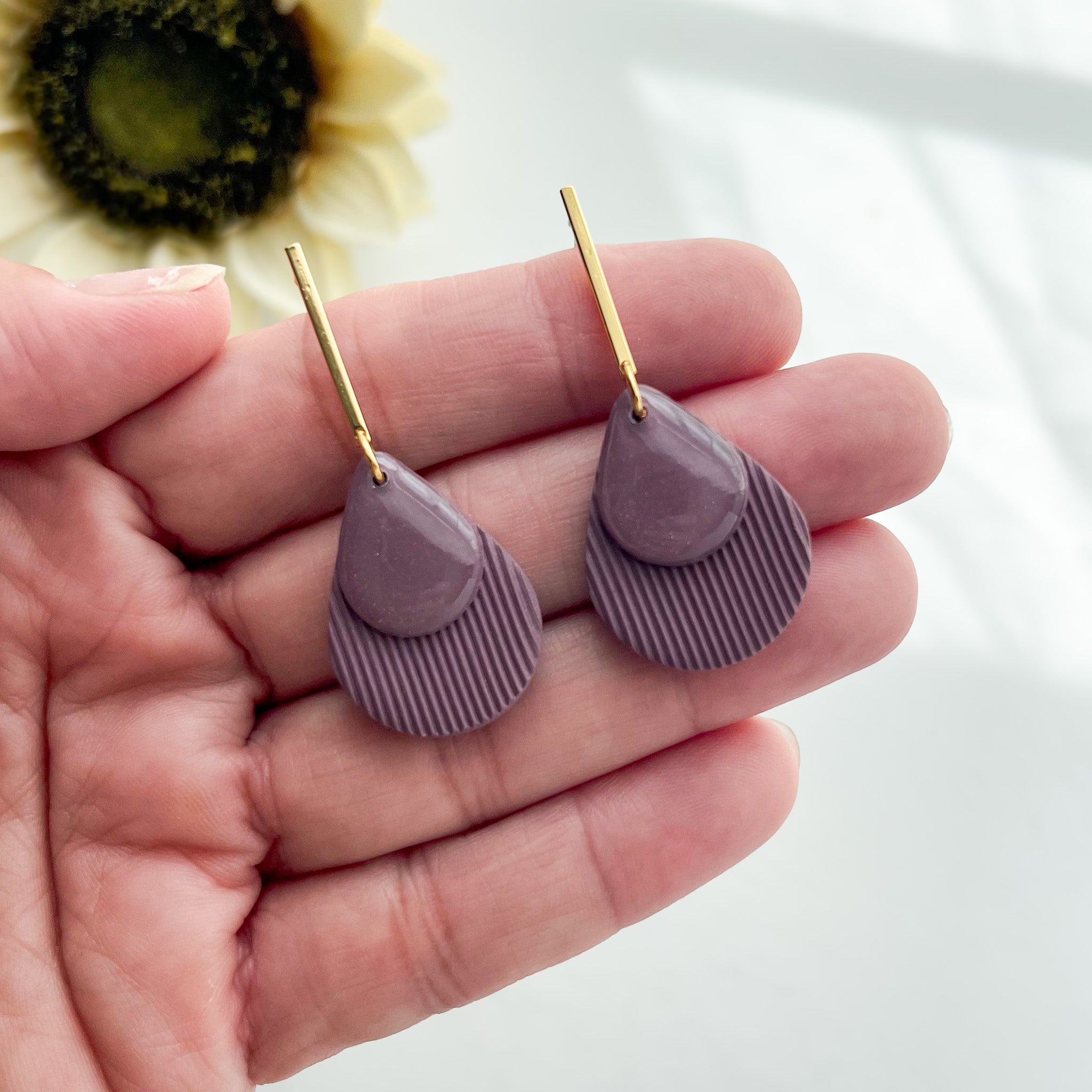 Chic Dangle Geometric Earrings | Lightweight Handmade Statement Jewelry | Polymer Clay Clip On