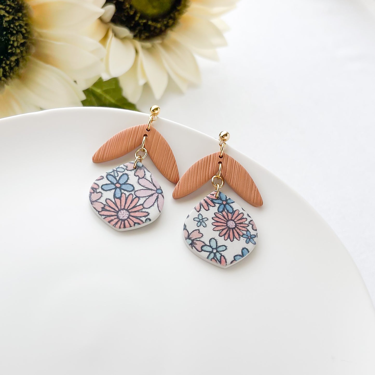 Edgy Boho Chic Handmade Statement Earrings - Vintage Drops | Unique Polymer Clay Earrings for Bold, Fashion-Forward Women