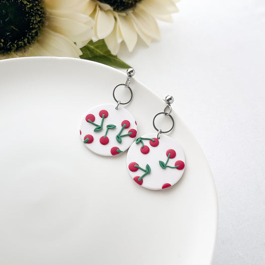 Edgy Cherry Earrings - Unique Handmade Statement Jewelry in Stainless Steel for Bold, Fashion-Forward Women