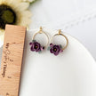 Dainty Purple Flower Earrings | Lightweight Polymer Clay Statement Jewelry | Boho Chic Clip-On Earrings