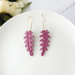 Dewey Leaf Dangle Earrings | Handmade Lightweight Statement Jewelry | Polymer Clay Clip On