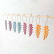 Dewey Leaf Dangle Earrings | Handmade Lightweight Statement Jewelry | Polymer Clay Clip On