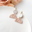 Dainty Handmade Geometric Peach Earrings | Bold Artisan Jewelry | Boho Chic Statement Earrings | Clip-On Option