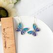 Blue Butterfly Dangle Earrings | Whimsical Polymer Clay Jewelry | Handmade Butterfly Clip-On Earrings Option