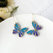 Blue Butterfly Dangle Earrings | Whimsical Polymer Clay Jewelry | Handmade Butterfly Clip-On Earrings Option