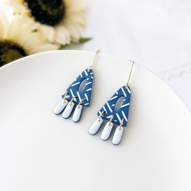 Dangle Geometric Earrings | Lightweight Handmade Statement Jewelry | Polymer Clay Clip-On